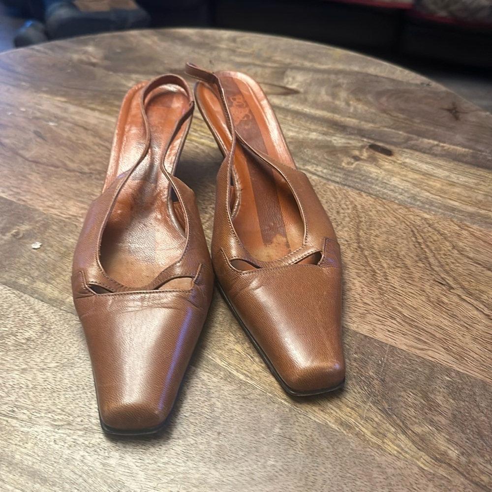 BGC kitten Hill sling back camel color